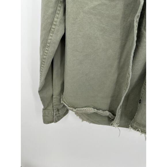 Hollister Olive Green Utility Jacket Button Down Shirt Raw Hem Women Small - Picture 3 of 9